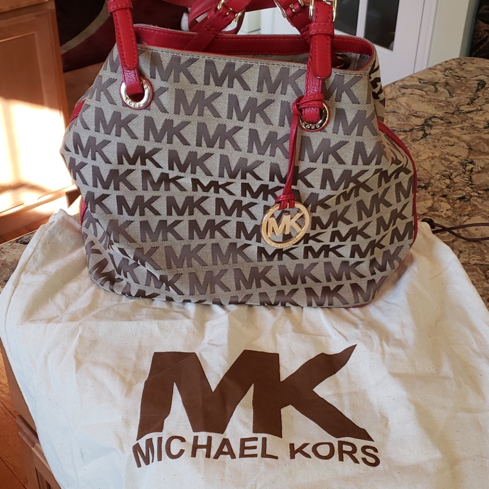 Michael Kors Monogram Bag - Red & Brown